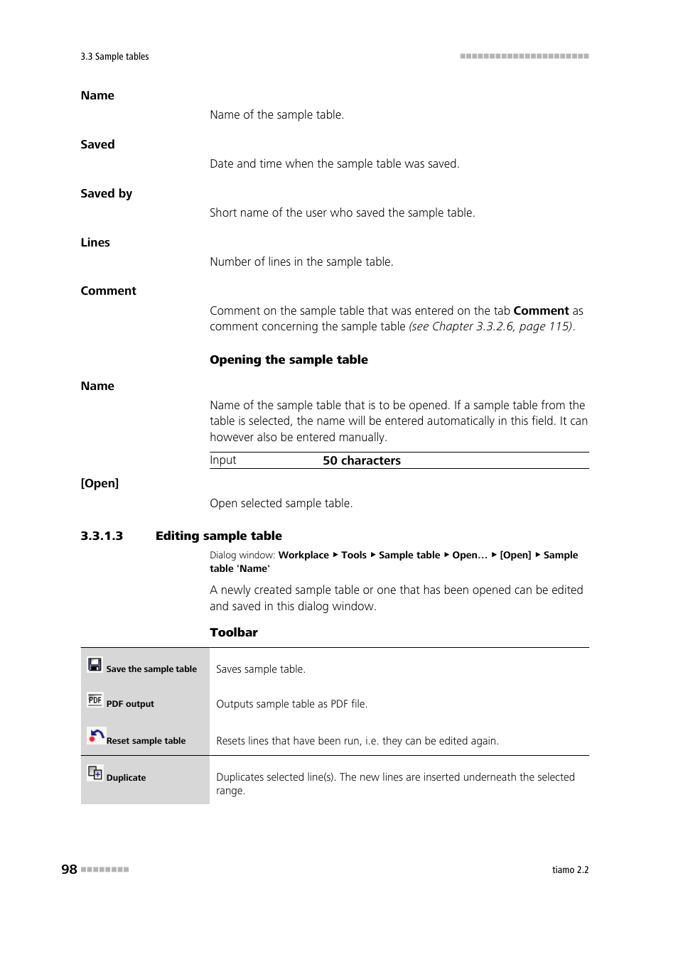 3 editing sample table, Edit sample table | Metrohm tiamo 2.2 Manual User Manual | Page 112 / 1574