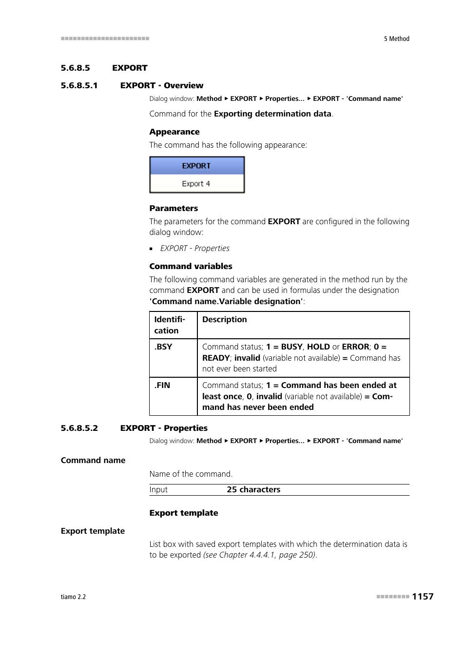 5 export, 1 export - overview, 2 export - properties | Export, Export - overview | Metrohm tiamo 2.2 Manual User Manual | Page 1171 / 1574