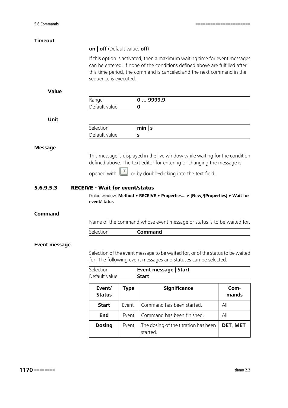 3 receive - wait for event/status | Metrohm tiamo 2.2 Manual User Manual | Page 1184 / 1574