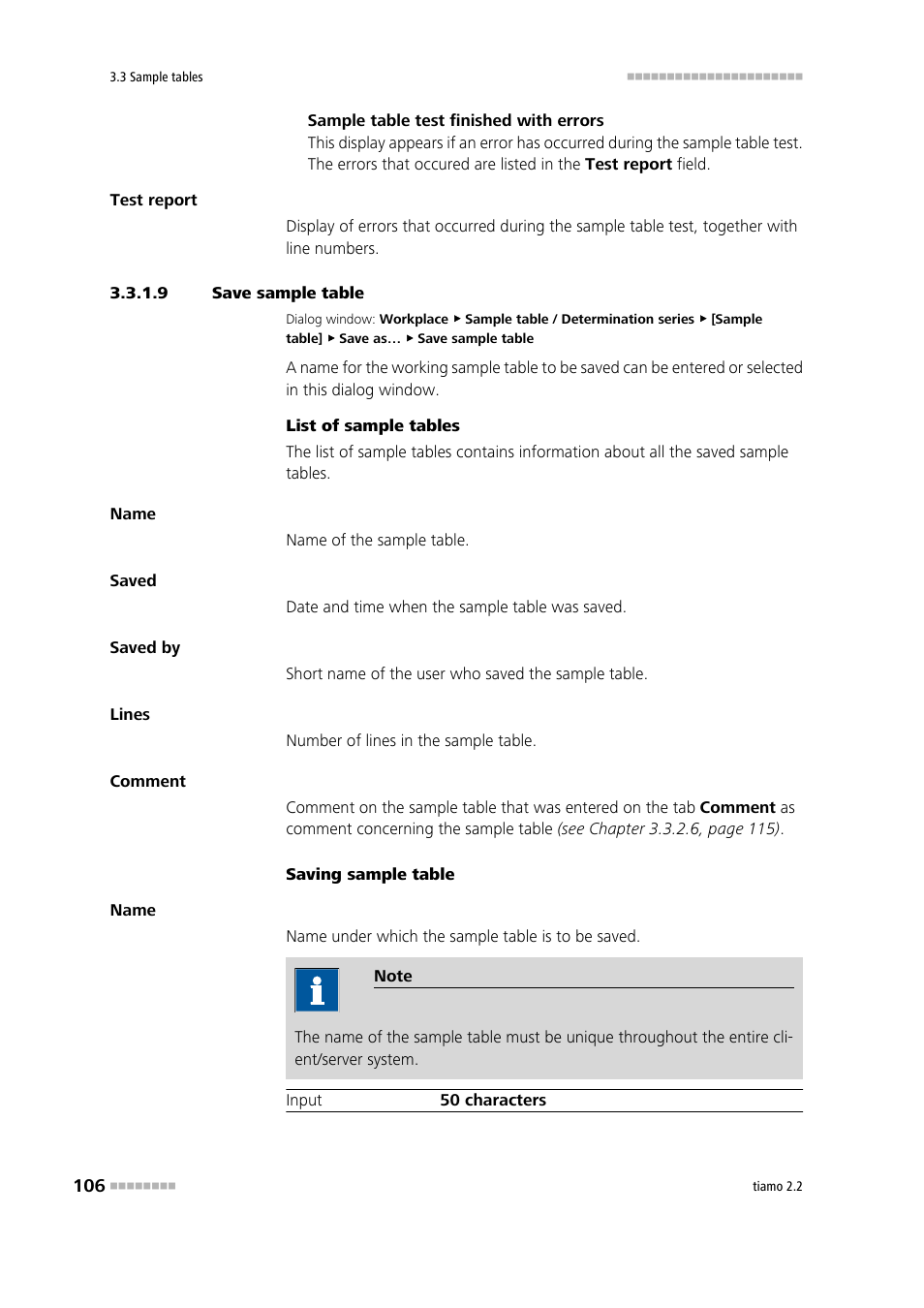 9 save sample table, Save sample table | Metrohm tiamo 2.2 Manual User Manual | Page 120 / 1574