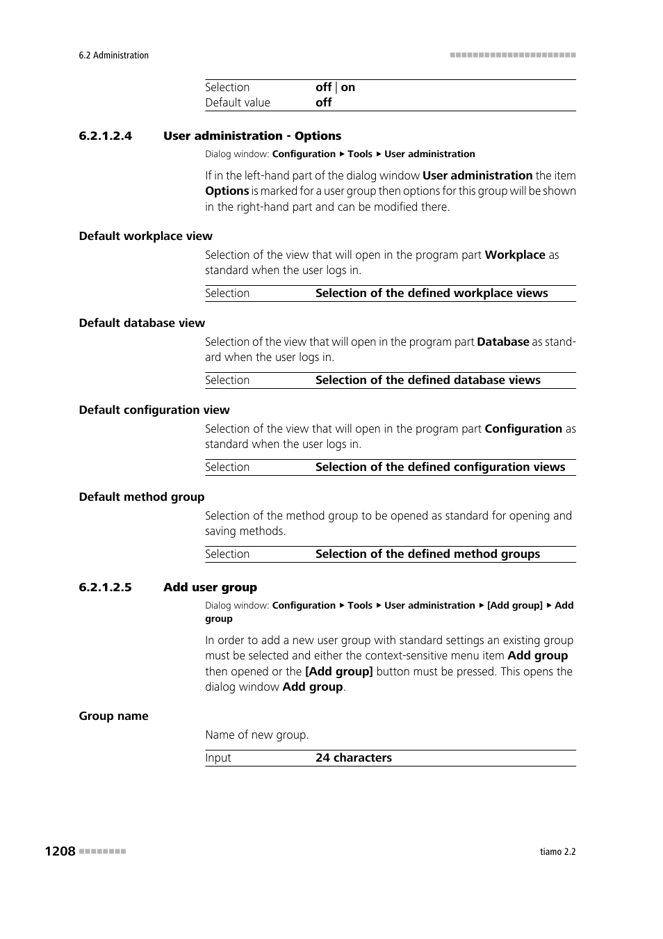 4 user administration - options, 5 add user group, Options | Add user groups, Define options for user groups | Metrohm tiamo 2.2 Manual User Manual | Page 1222 / 1574