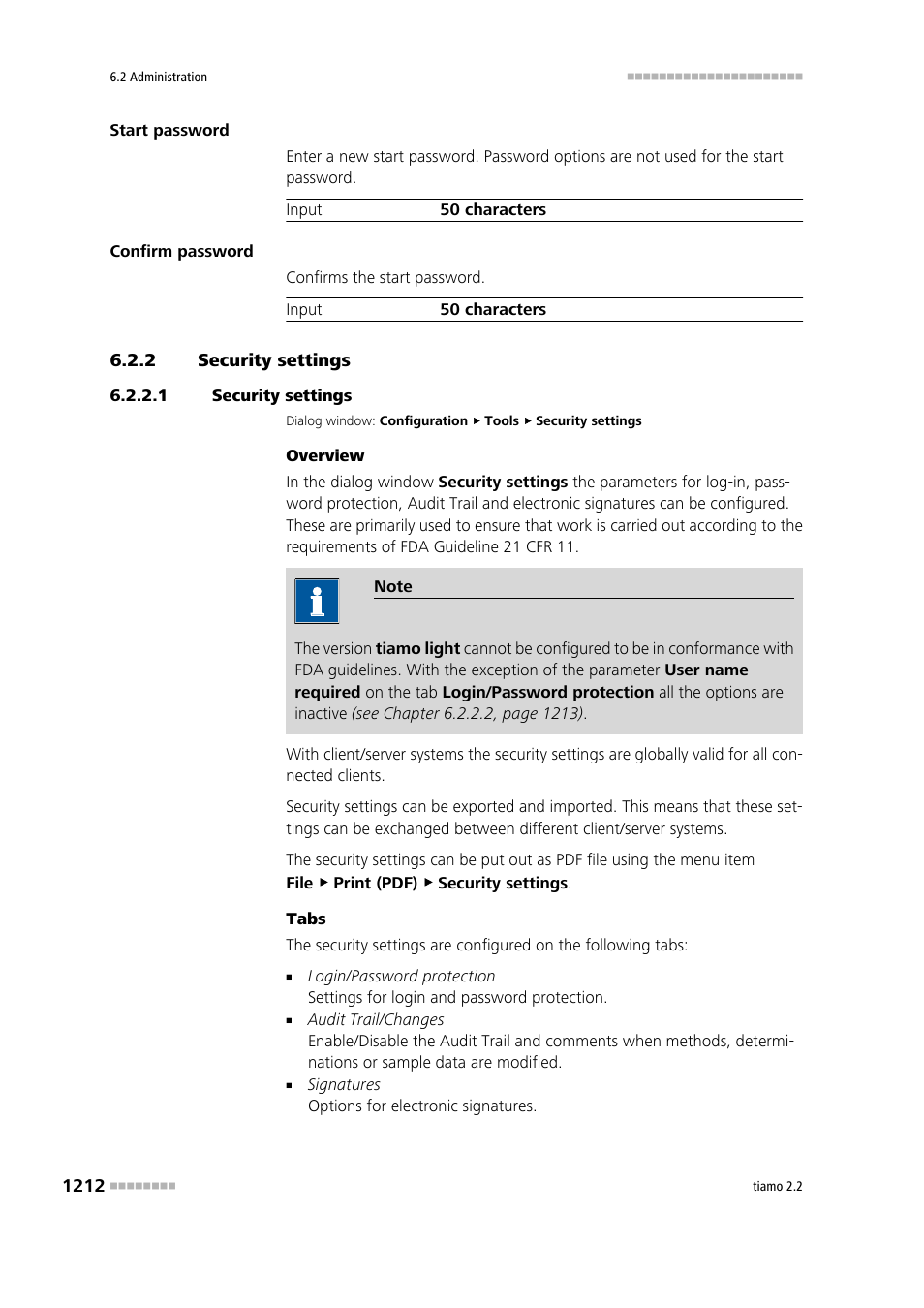 2 security settings, 1 security settings, Security settings 2 | Metrohm tiamo 2.2 Manual User Manual | Page 1226 / 1574