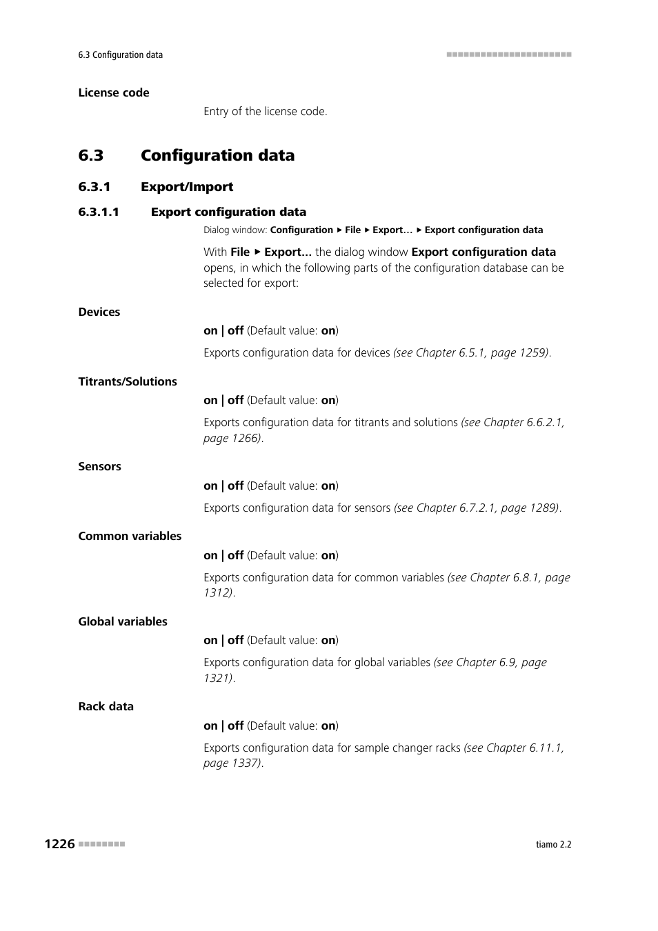 3 configuration data, 1 export/import, 1 export configuration data | Configuration data 6, Export/import 6, Export configuration data | Metrohm tiamo 2.2 Manual User Manual | Page 1240 / 1574