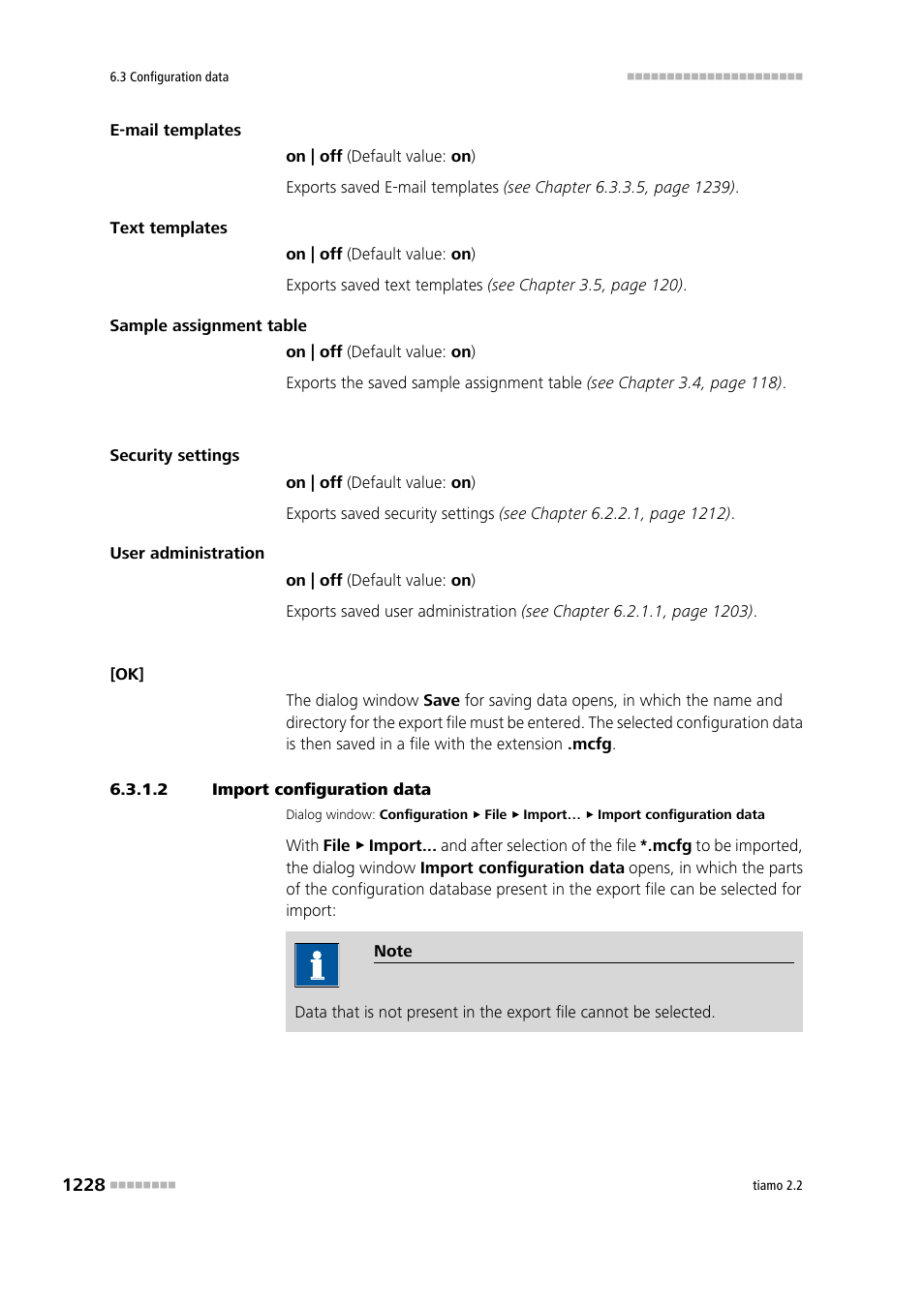 2 import configuration data, Import configuration data | Metrohm tiamo 2.2 Manual User Manual | Page 1242 / 1574