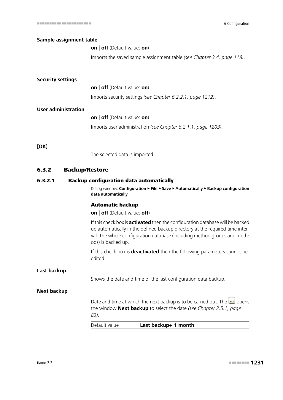 2 backup/restore, 1 backup configuration data automatically, Backup/restore 1 | Backup configuration data automatically | Metrohm tiamo 2.2 Manual User Manual | Page 1245 / 1574