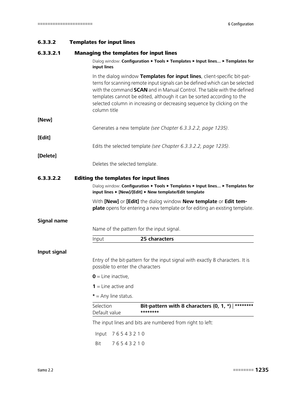 2 templates for input lines, 1 managing the templates for input lines, 2 editing the templates for input lines | Input lines | Metrohm tiamo 2.2 Manual User Manual | Page 1249 / 1574