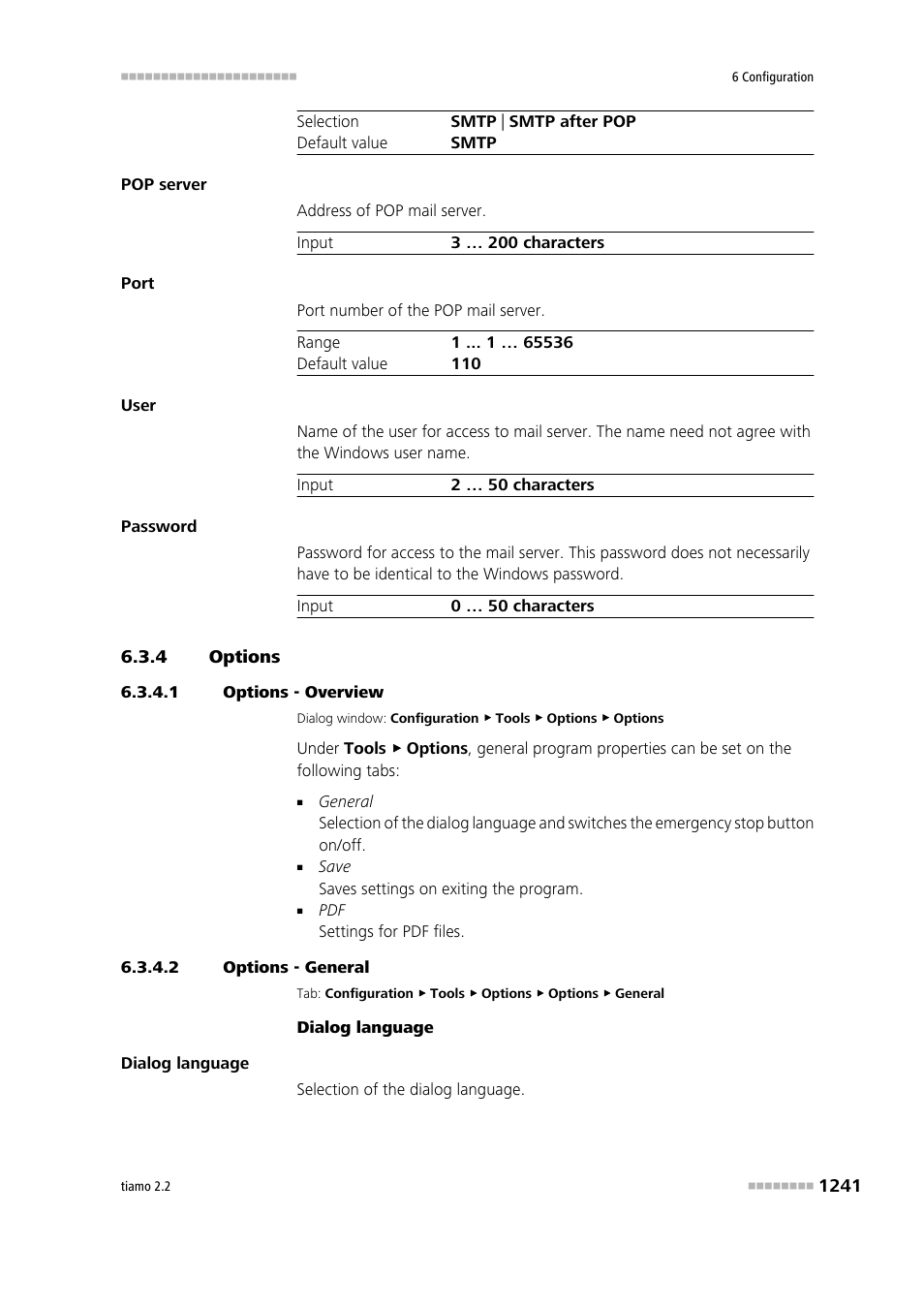 4 options, 1 options - overview, 2 options - general | Options 1, General program properties | Metrohm tiamo 2.2 Manual User Manual | Page 1255 / 1574