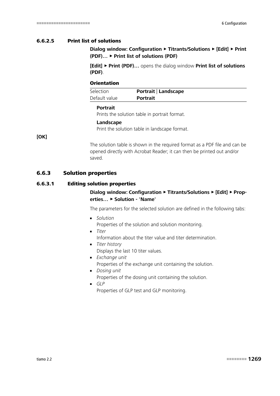 5 print list of solutions, 3 solution properties, 1 editing solution properties | Solution properties 9 | Metrohm tiamo 2.2 Manual User Manual | Page 1283 / 1574