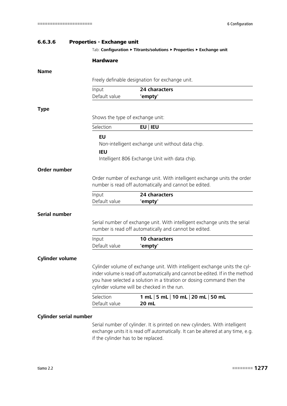 6 properties - exchange unit | Metrohm tiamo 2.2 Manual User Manual | Page 1291 / 1574