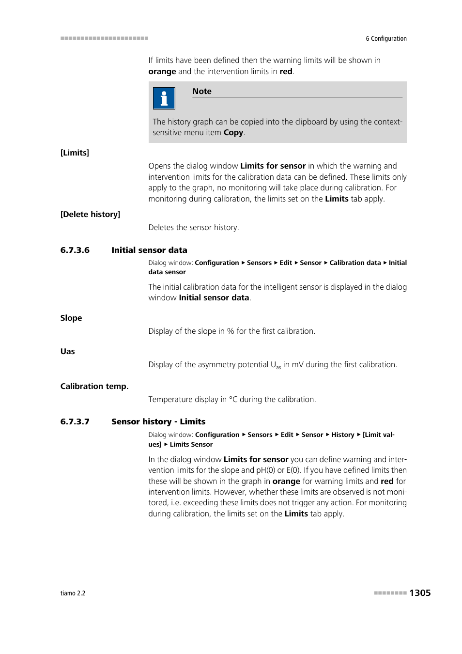 6 initial sensor data, 7 sensor history - limits | Metrohm tiamo 2.2 Manual User Manual | Page 1319 / 1574