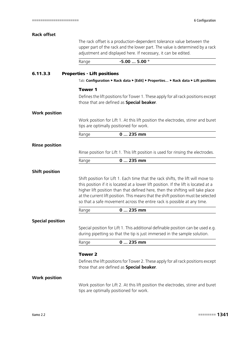 3 properties - lift positions, Lift positions | Metrohm tiamo 2.2 Manual User Manual | Page 1355 / 1574