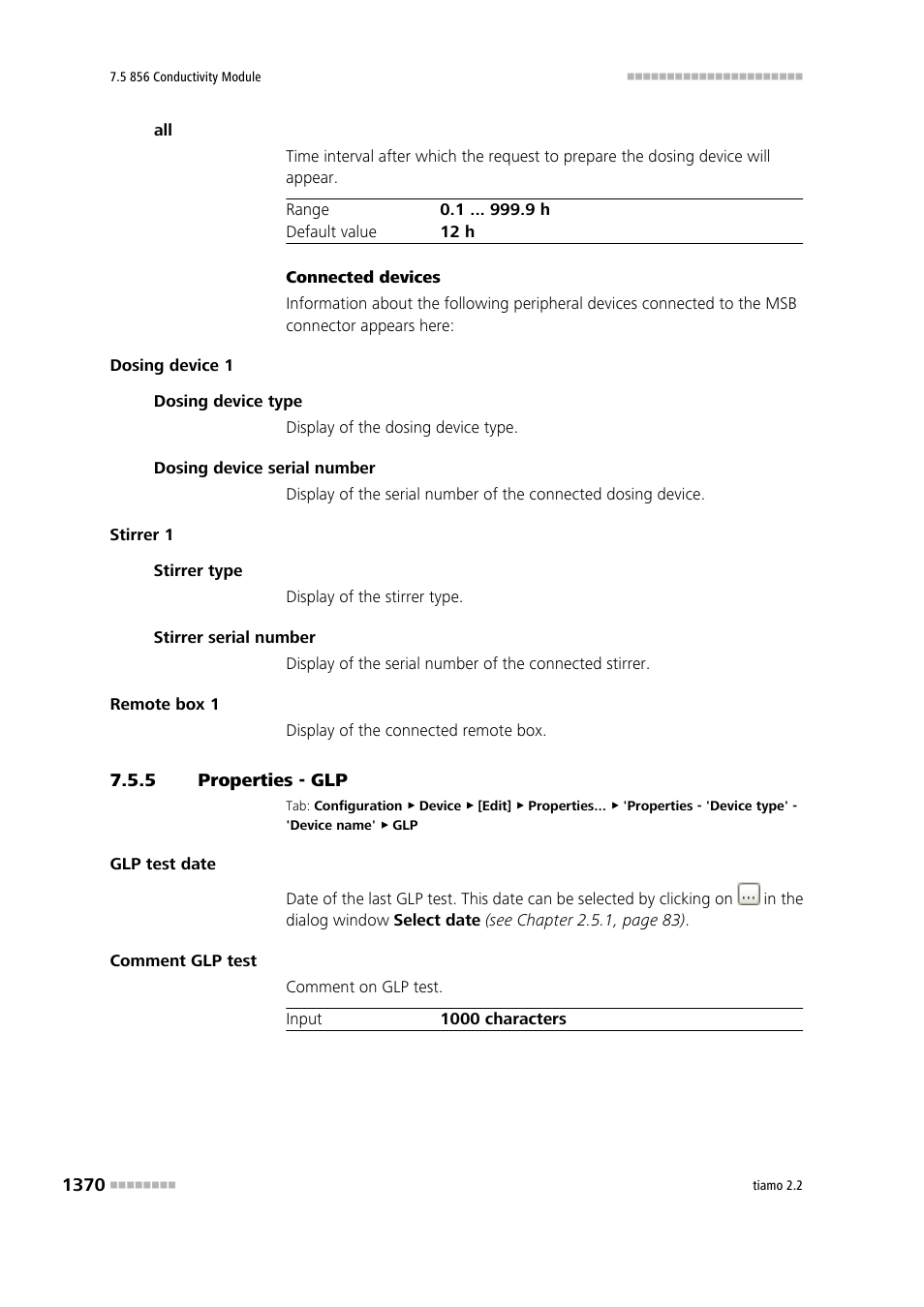 5 properties - glp | Metrohm tiamo 2.2 Manual User Manual | Page 1384 / 1574