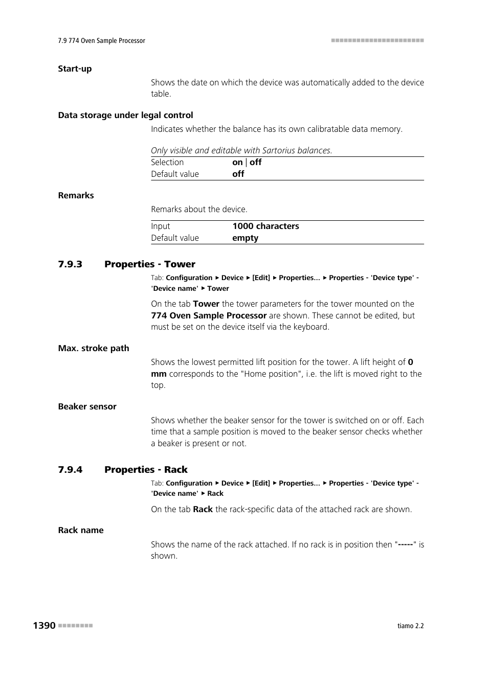 3 properties - tower, 4 properties - rack, Properties - tower 0 | Metrohm tiamo 2.2 Manual User Manual | Page 1404 / 1574