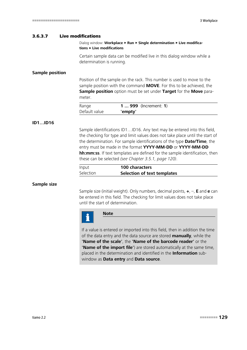 7 live modifications, Modify sample data live | Metrohm tiamo 2.2 Manual User Manual | Page 143 / 1574