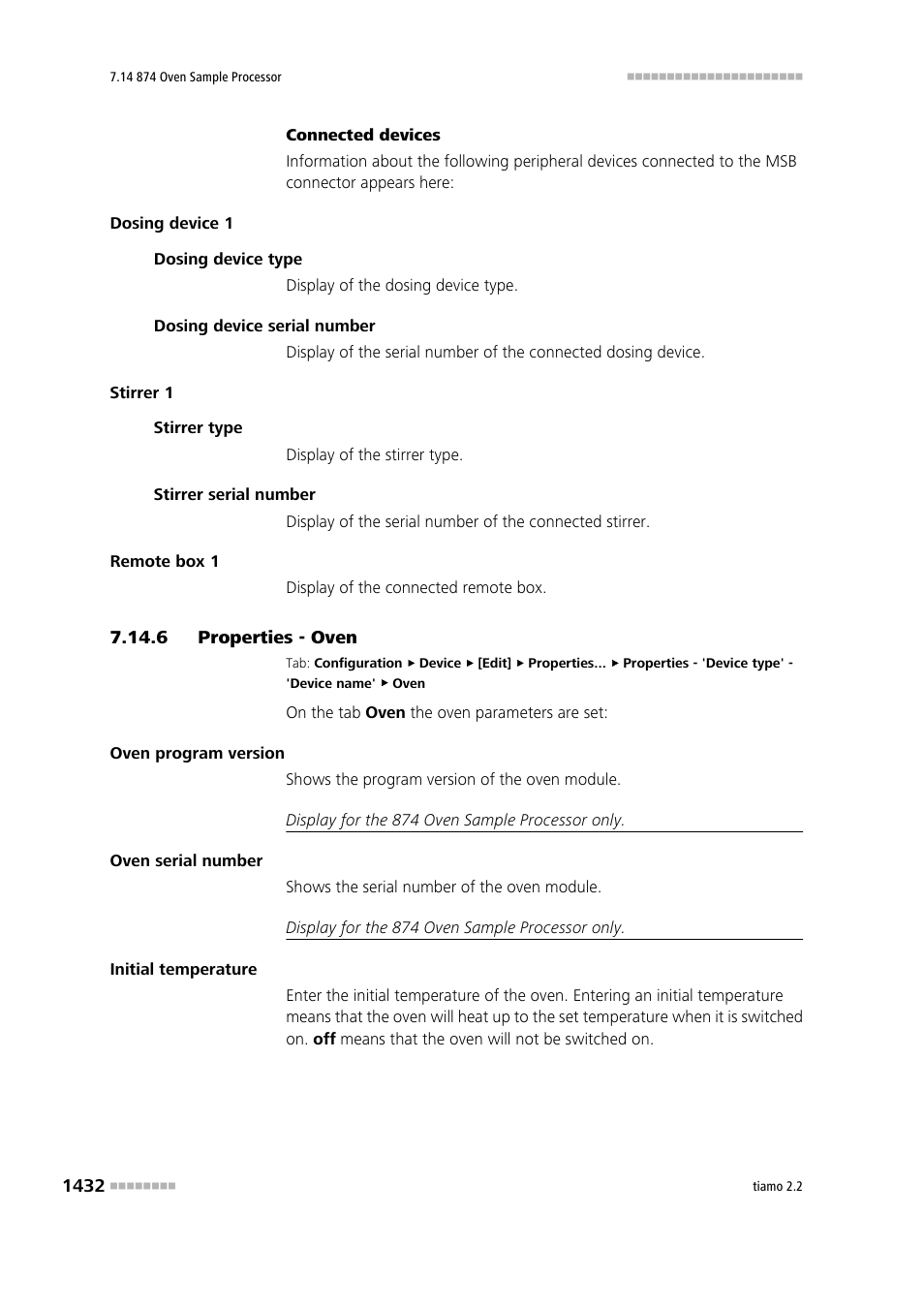 6 properties - oven | Metrohm tiamo 2.2 Manual User Manual | Page 1446 / 1574