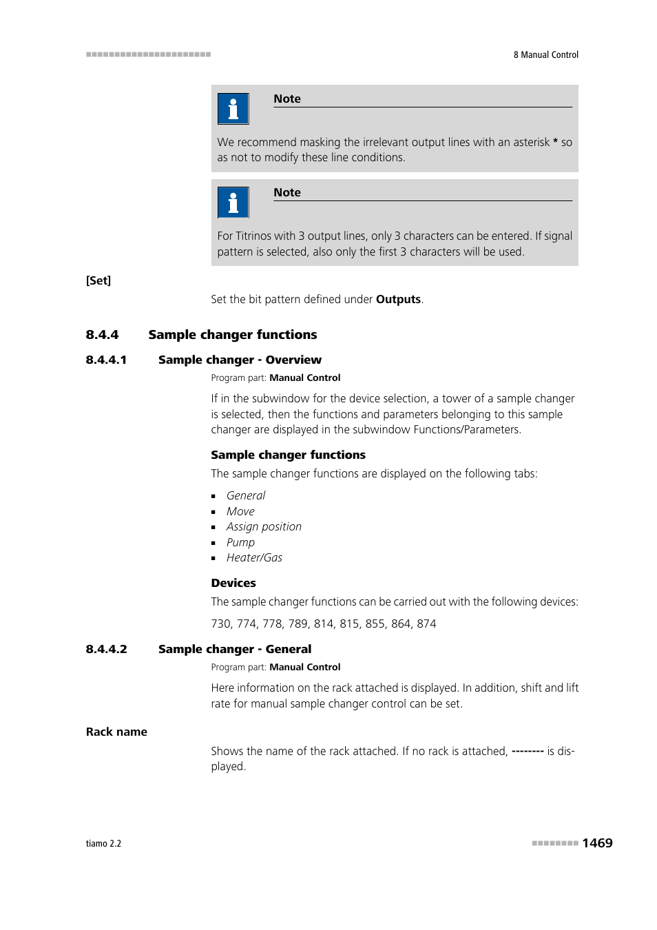 4 sample changer functions, 1 sample changer - overview, 2 sample changer - general | Sample changer functions 9 | Metrohm tiamo 2.2 Manual User Manual | Page 1483 / 1574
