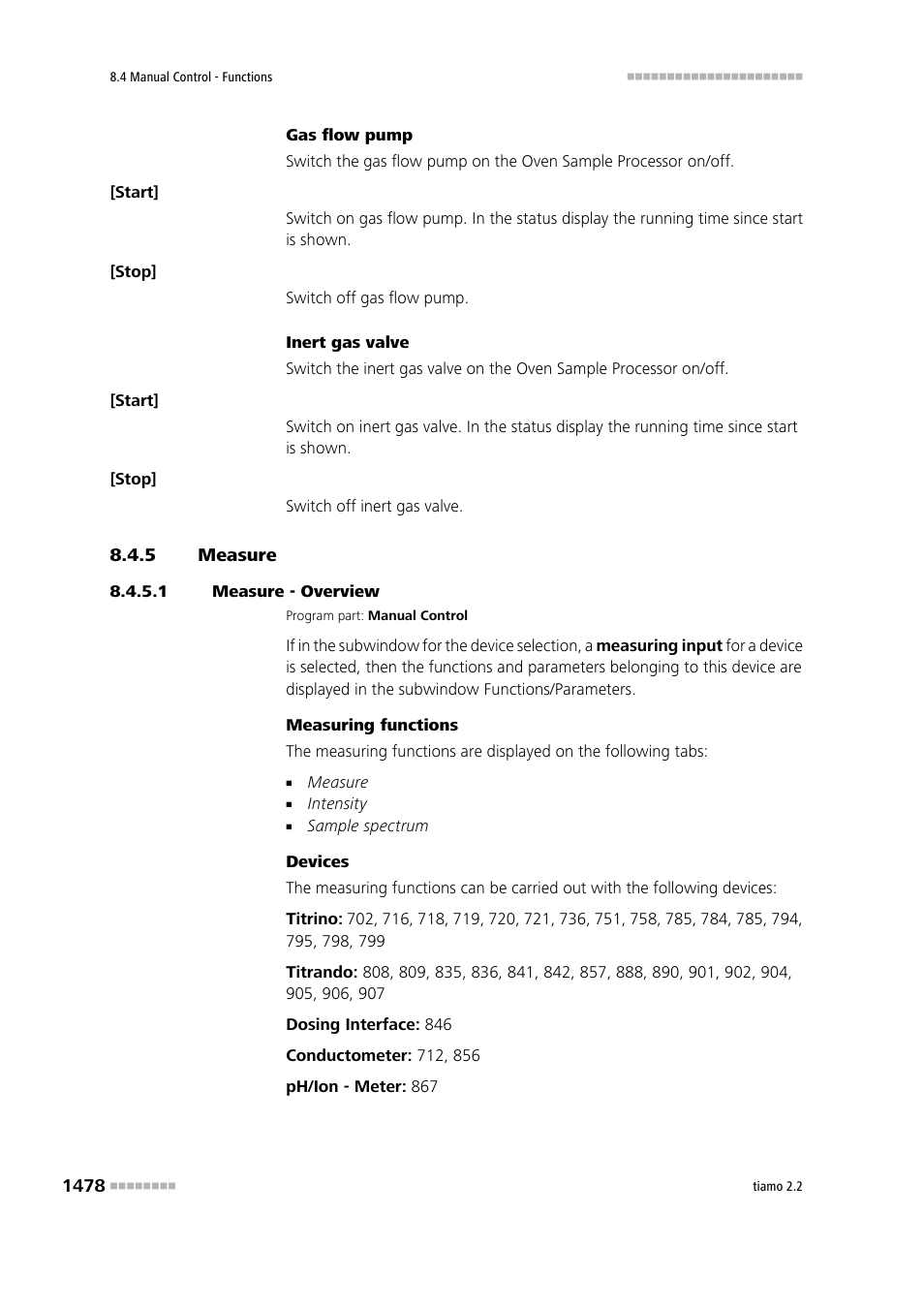 5 measure, 1 measure - overview, Measure 8 | Metrohm tiamo 2.2 Manual User Manual | Page 1492 / 1574