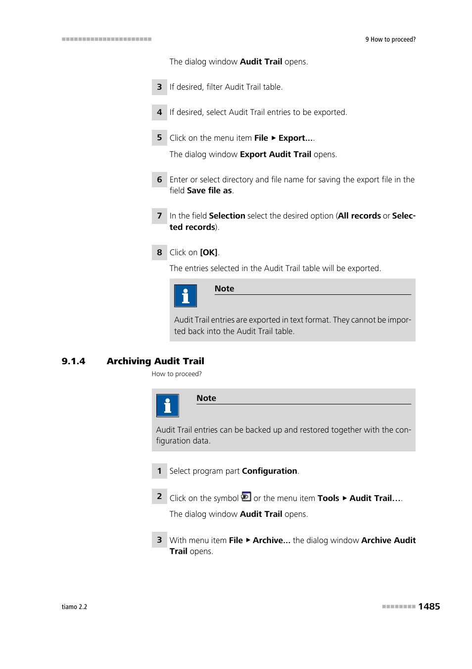 4 archiving audit trail, Archiving audit trail 5 | Metrohm tiamo 2.2 Manual User Manual | Page 1499 / 1574