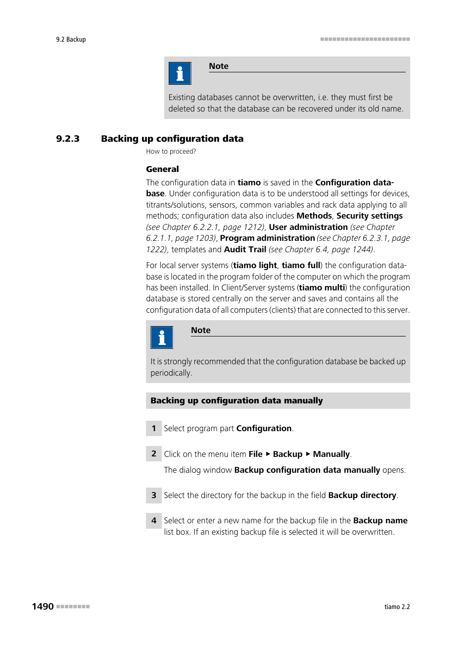 3 backing up configuration data, Backing up configuration data 0 | Metrohm tiamo 2.2 Manual User Manual | Page 1504 / 1574