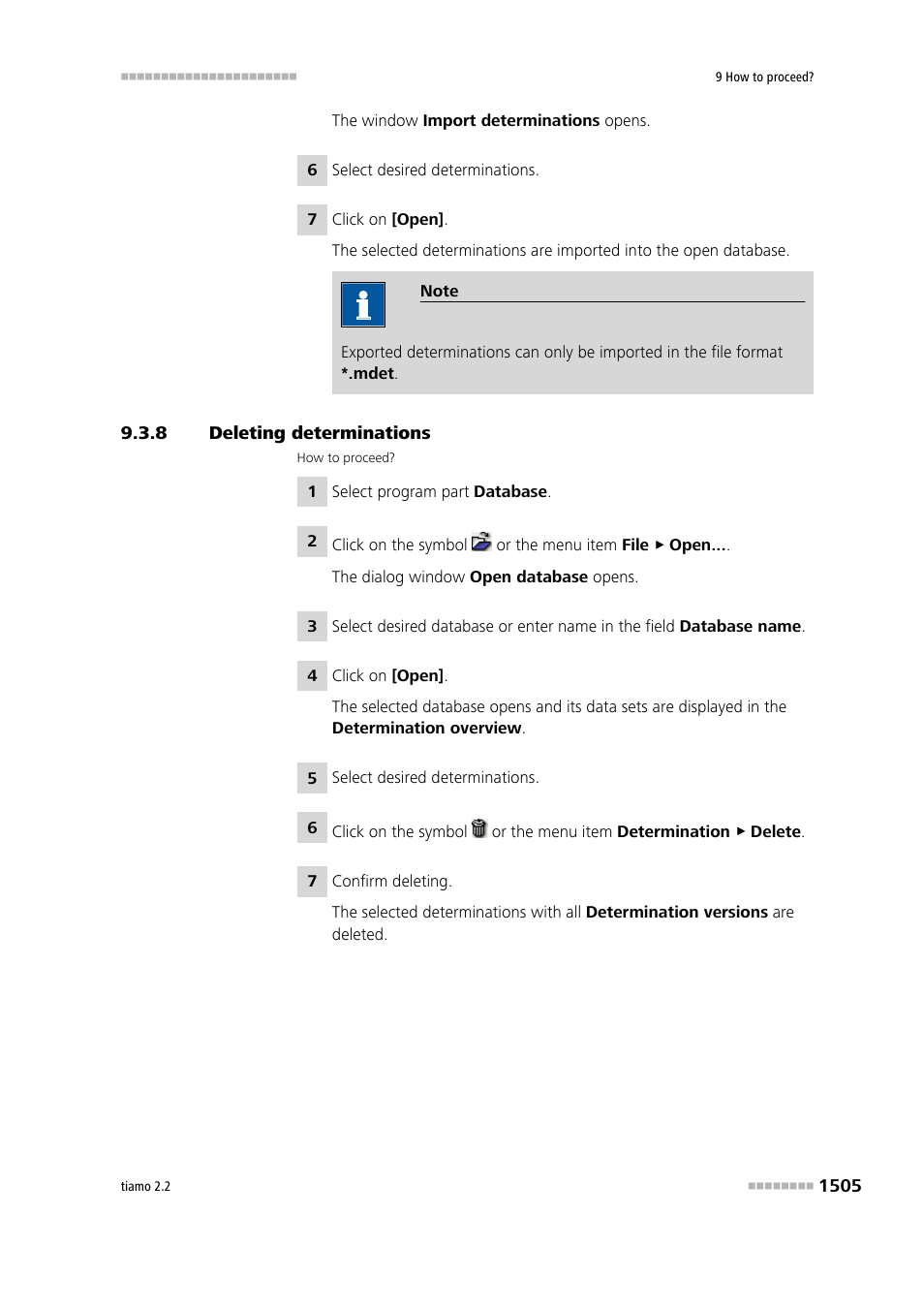 8 deleting determinations, Deleting determinations 5 | Metrohm tiamo 2.2 Manual User Manual | Page 1519 / 1574
