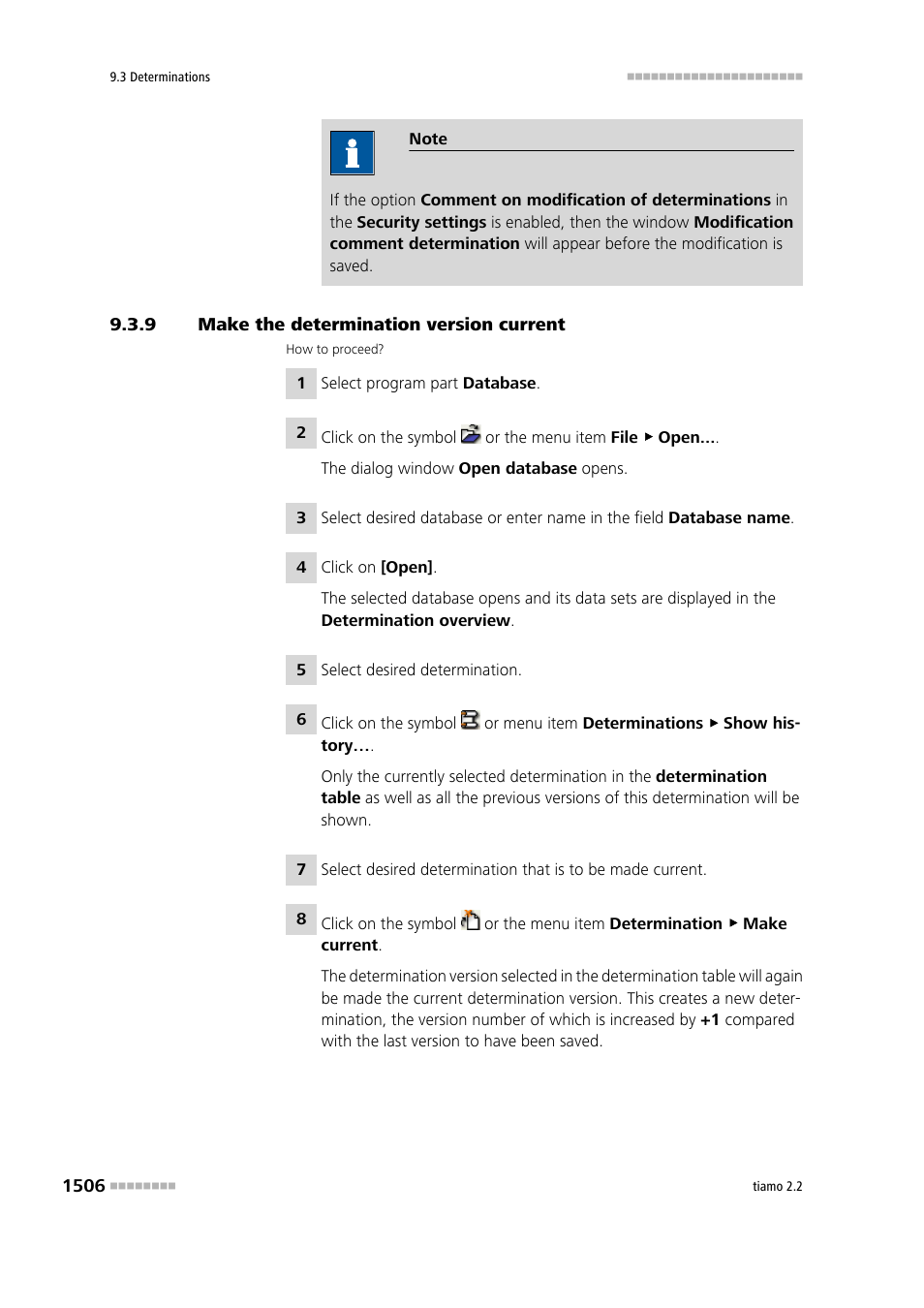 9 make the determination version current, Make the determination version current 6 | Metrohm tiamo 2.2 Manual User Manual | Page 1520 / 1574