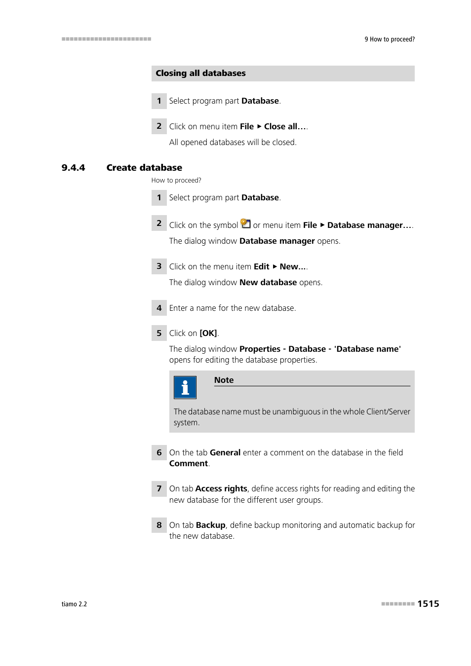 4 create database, Create database 5 | Metrohm tiamo 2.2 Manual User Manual | Page 1529 / 1574