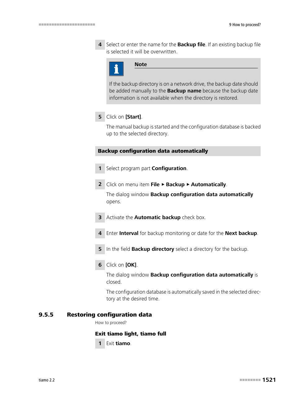 5 restoring configuration data, Restoring configuration data 1 | Metrohm tiamo 2.2 Manual User Manual | Page 1535 / 1574