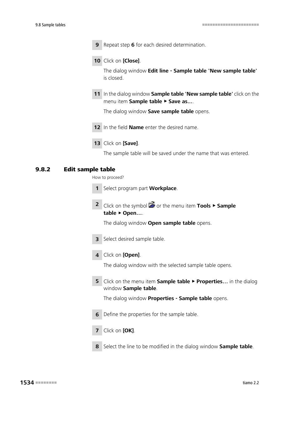 2 edit sample table, Edit sample table 4 | Metrohm tiamo 2.2 Manual User Manual | Page 1548 / 1574