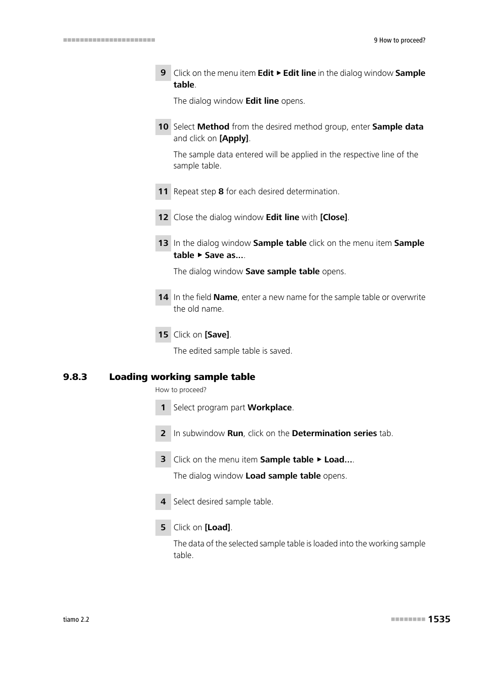 3 loading working sample table, Loading working sample table 5 | Metrohm tiamo 2.2 Manual User Manual | Page 1549 / 1574