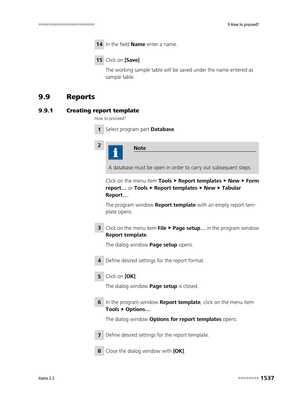 9 reports, 1 creating report template, Reports 7 | Creating report template 7 | Metrohm tiamo 2.2 Manual User Manual | Page 1551 / 1574