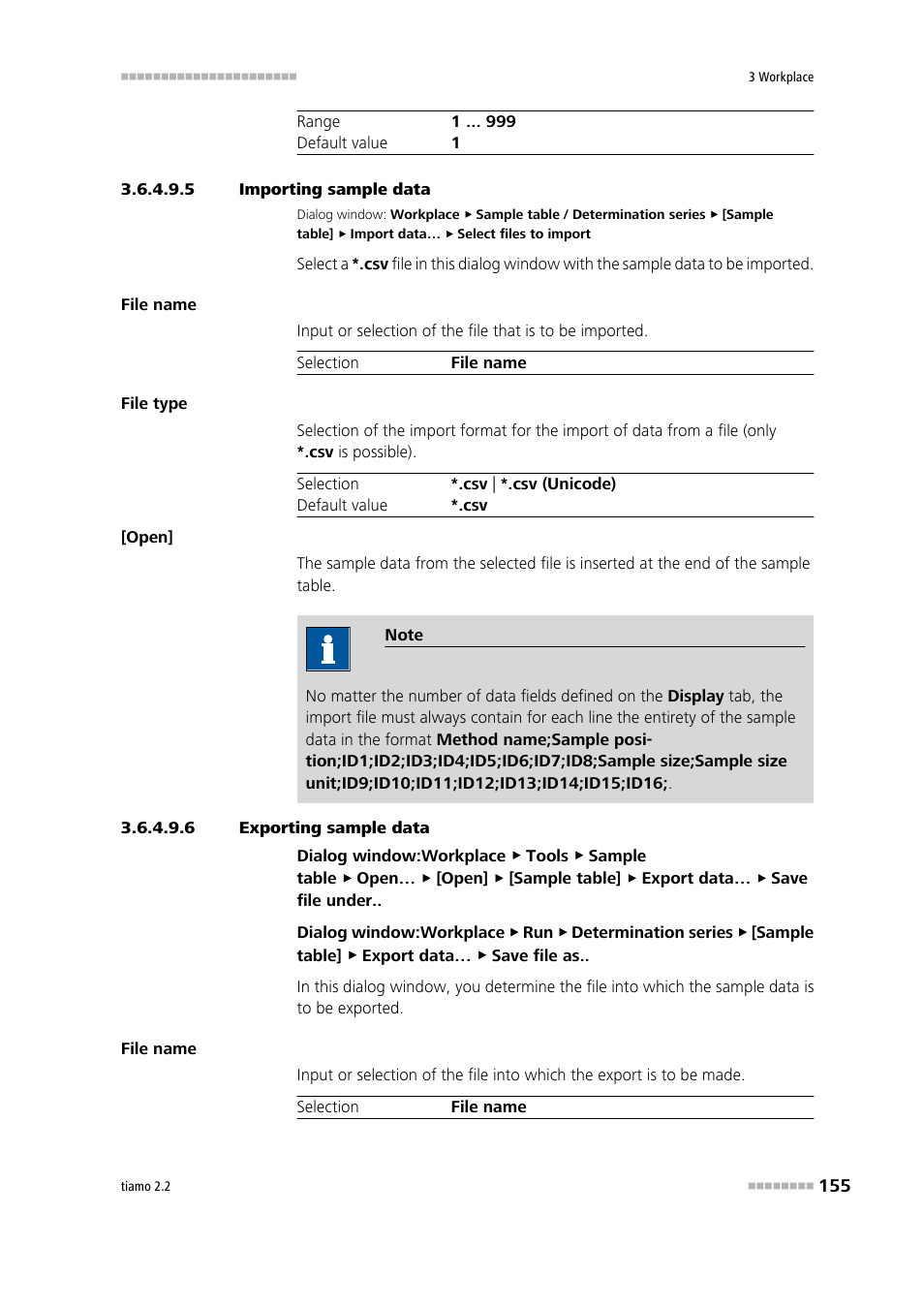 5 importing sample data, 6 exporting sample data | Metrohm tiamo 2.2 Manual User Manual | Page 169 / 1574