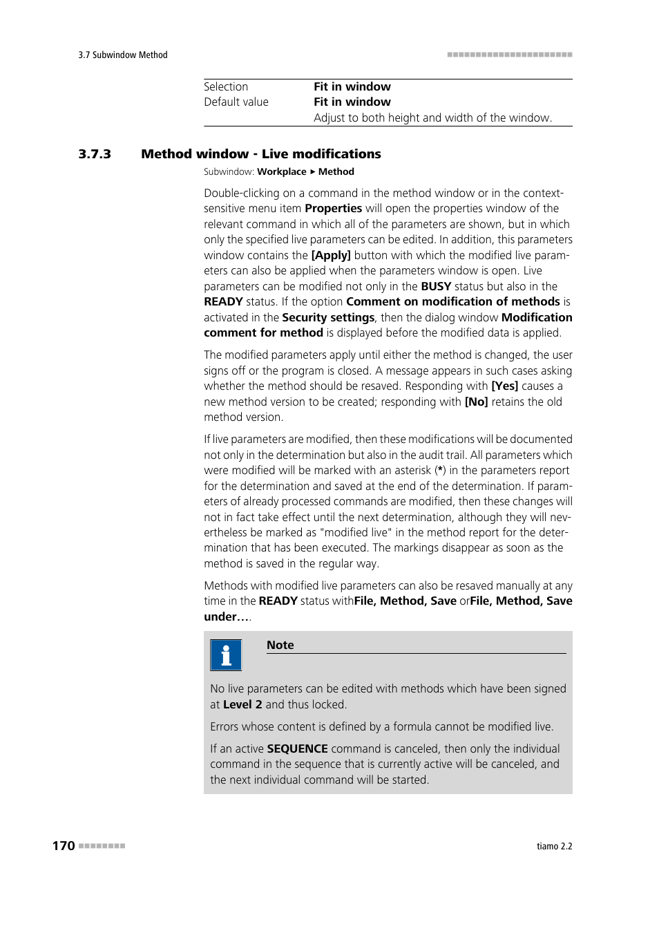 3 method window - live modifications, Method window - live modifications, Modify parameters live | Metrohm tiamo 2.2 Manual User Manual | Page 184 / 1574