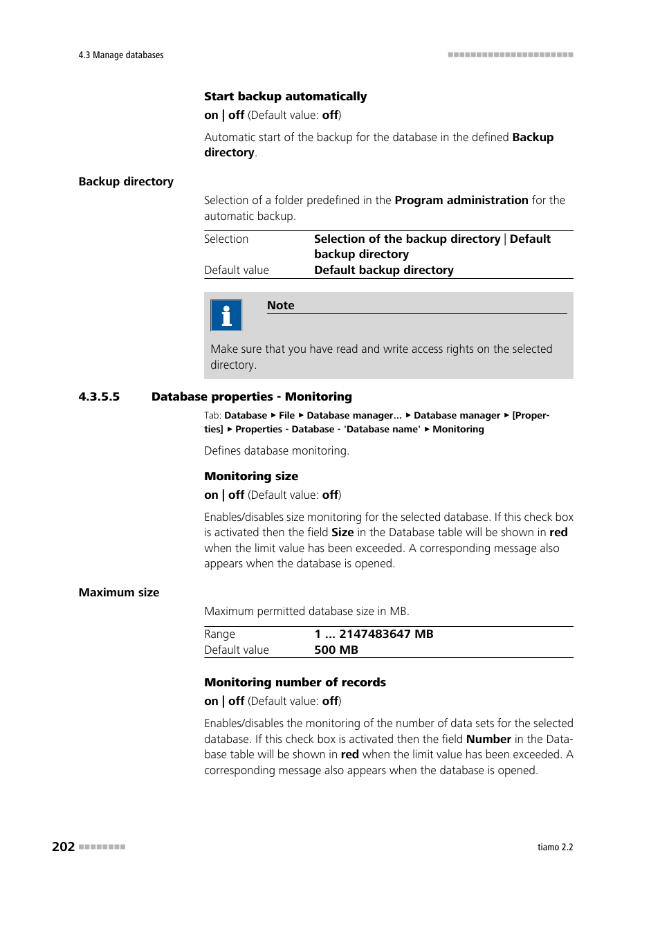 5 database properties - monitoring, Monitoring | Metrohm tiamo 2.2 Manual User Manual | Page 216 / 1574