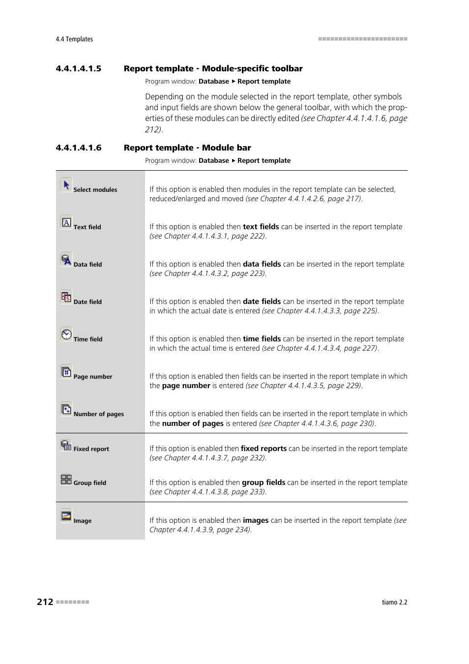 5 report template - module-specific toolbar, 6 report template - module bar, Module-specific toolbar | Module bar | Metrohm tiamo 2.2 Manual User Manual | Page 226 / 1574