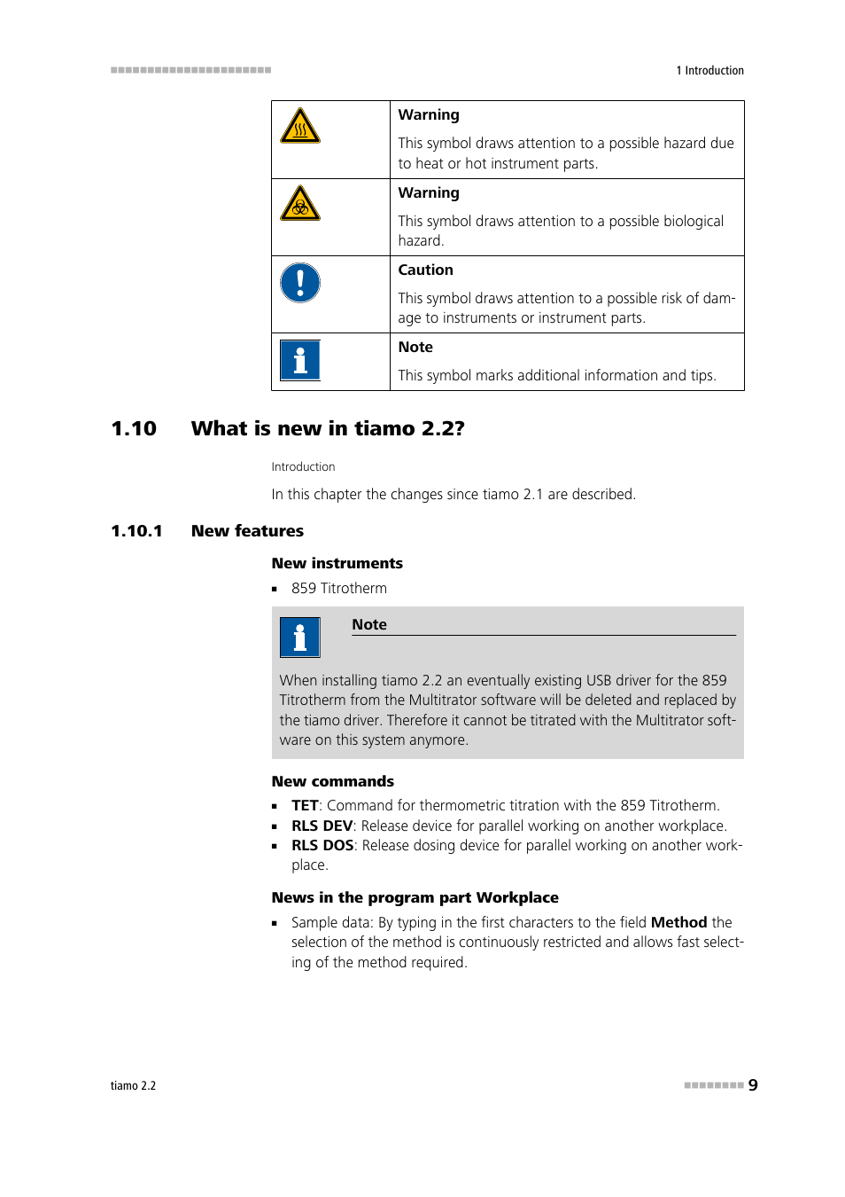 10 what is new in tiamo 2.2, 1 new features, New features | What is new in tiamo 2.2 | Metrohm tiamo 2.2 Manual User Manual | Page 23 / 1574