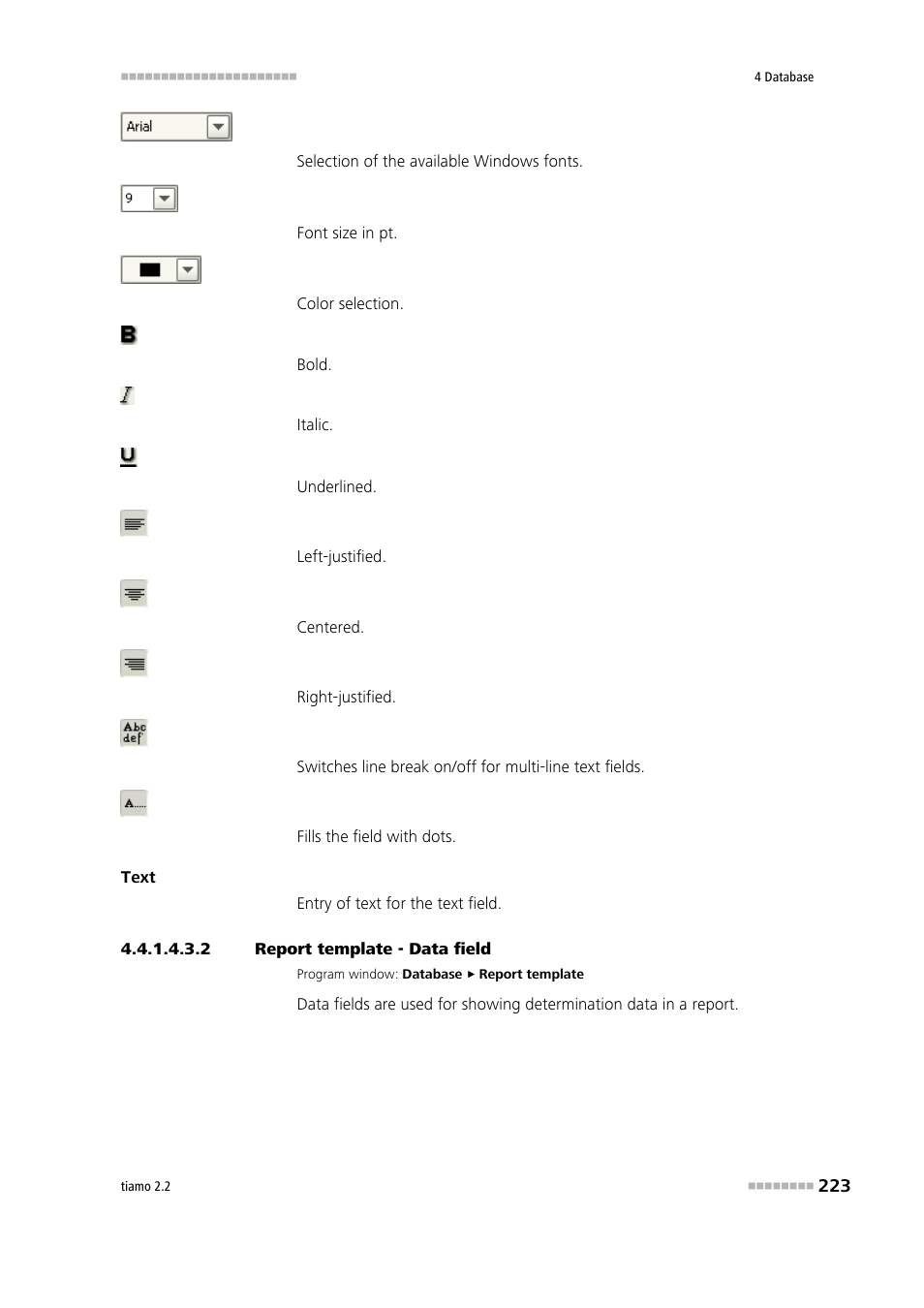 2 report template - data field, Data field | Metrohm tiamo 2.2 Manual User Manual | Page 237 / 1574
