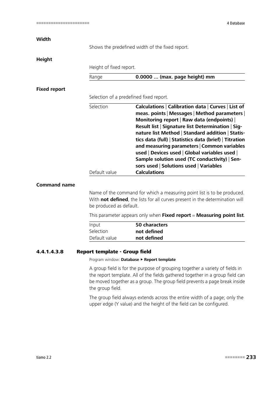 8 report template - group field, Group field | Metrohm tiamo 2.2 Manual User Manual | Page 247 / 1574