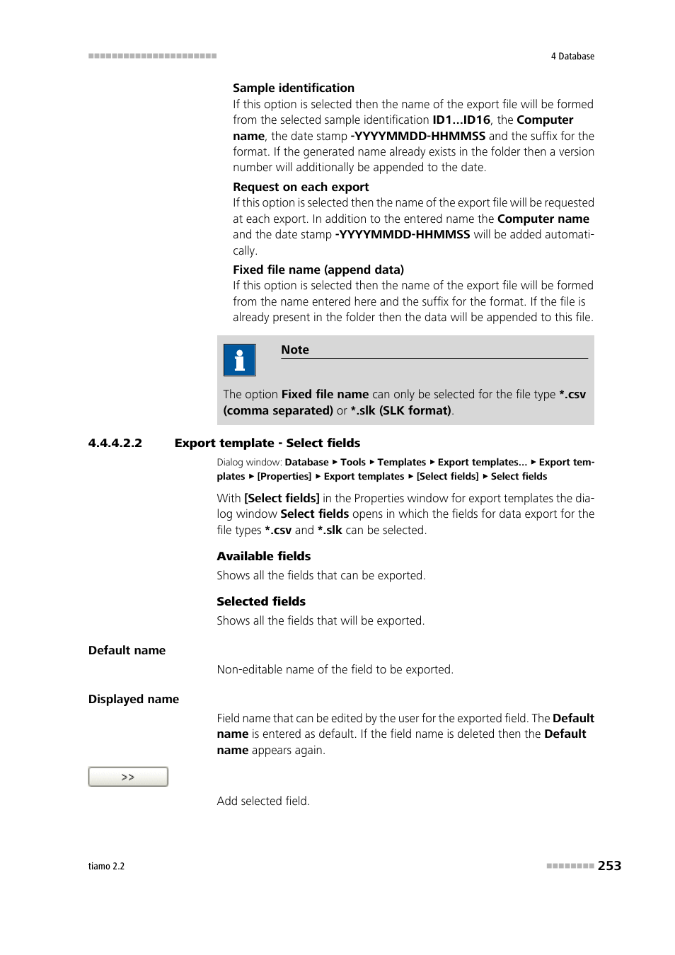 2 export template - select fields | Metrohm tiamo 2.2 Manual User Manual | Page 267 / 1574