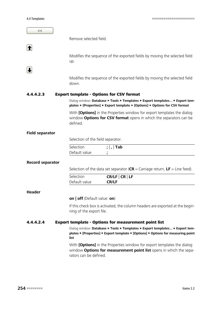 3 export template - options for csv format | Metrohm tiamo 2.2 Manual User Manual | Page 268 / 1574