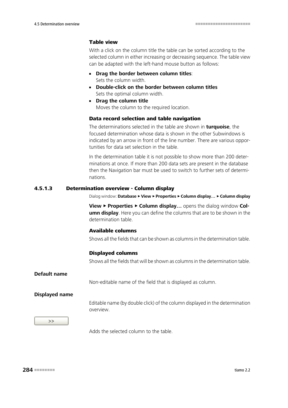 3 determination overview - column display | Metrohm tiamo 2.2 Manual User Manual | Page 298 / 1574