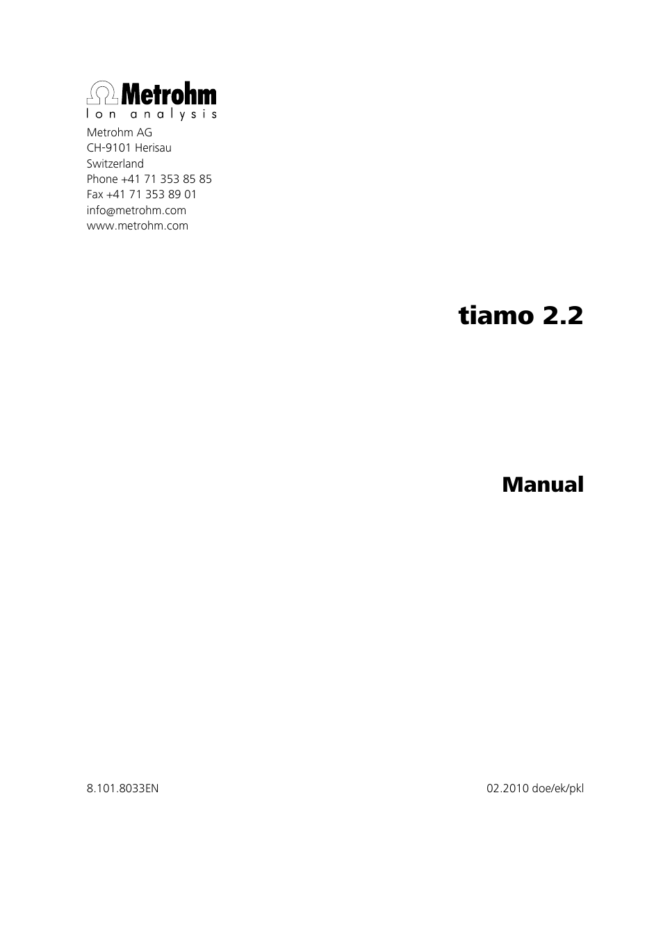 Tiamo 2.2, Manual | Metrohm tiamo 2.2 Manual User Manual | Page 3 / 1574