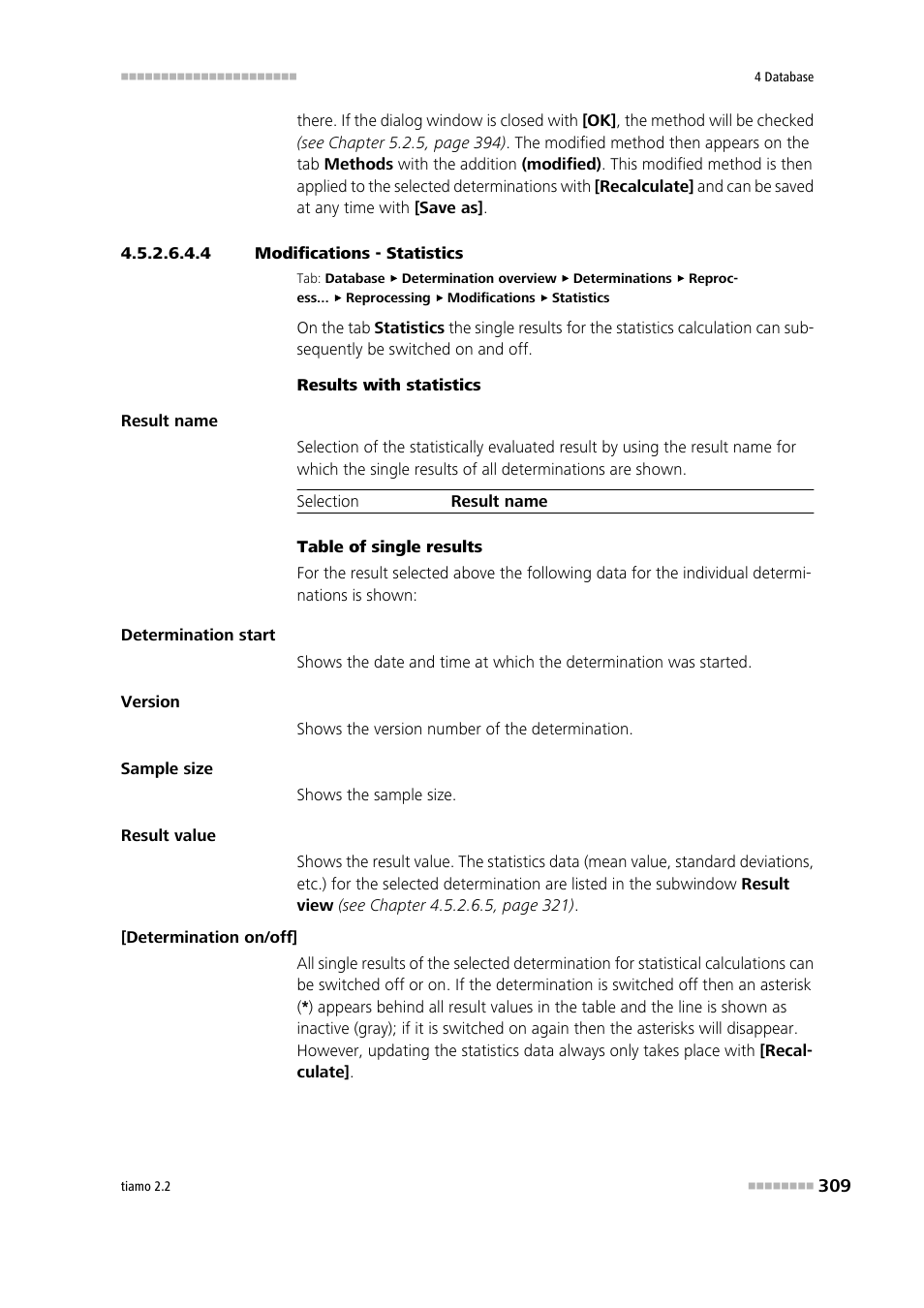 4 modifications - statistics, Statistics | Metrohm tiamo 2.2 Manual User Manual | Page 323 / 1574