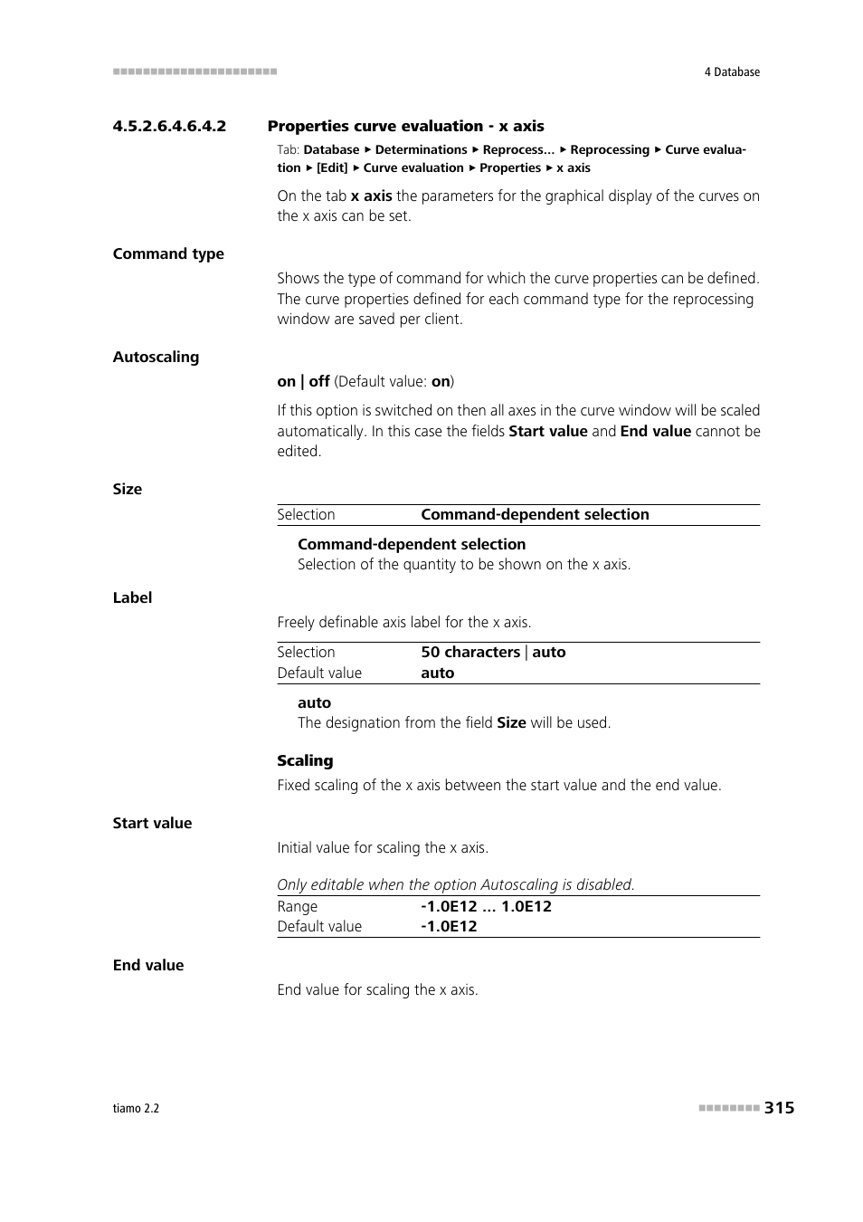 2 properties curve evaluation - x axis, X axis | Metrohm tiamo 2.2 Manual User Manual | Page 329 / 1574