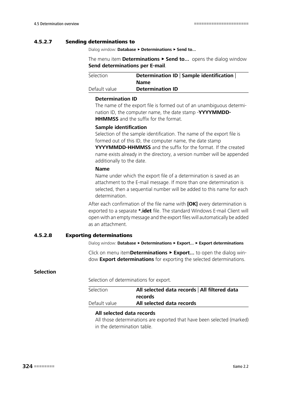 7 sending determinations to, 8 exporting determinations, Export determinations | Send determinations to | Metrohm tiamo 2.2 Manual User Manual | Page 338 / 1574