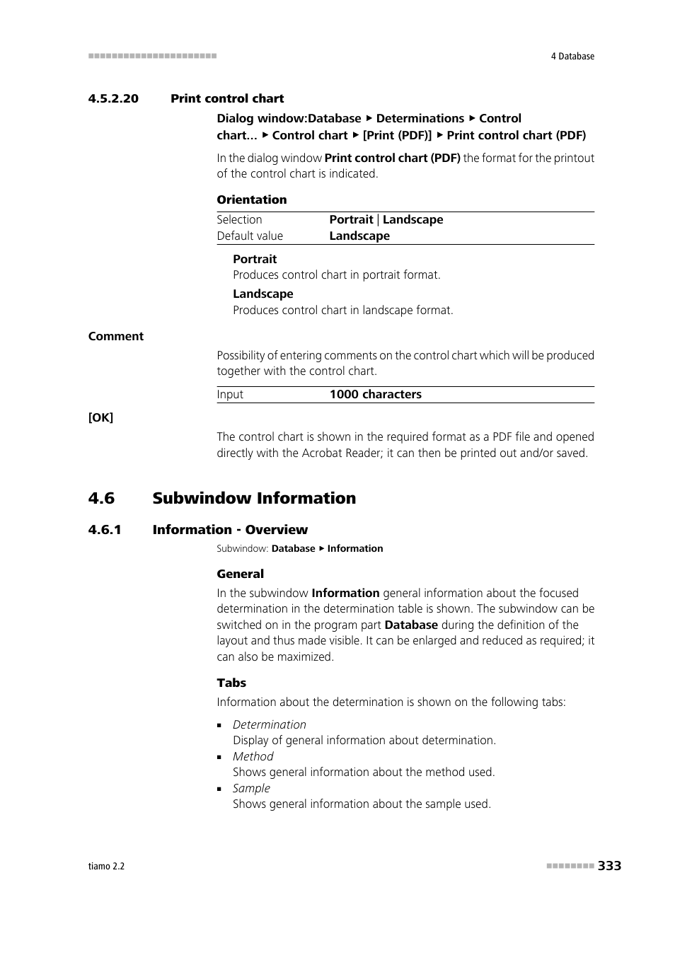 20 print control chart, 6 subwindow information, 1 information - overview | Subwindow information, Information - overview, Information, Print control chart | Metrohm tiamo 2.2 Manual User Manual | Page 347 / 1574