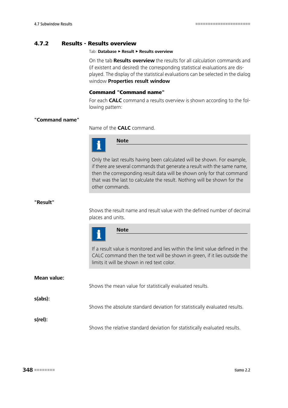 2 results - results overview, Results - results overview | Metrohm tiamo 2.2 Manual User Manual | Page 362 / 1574