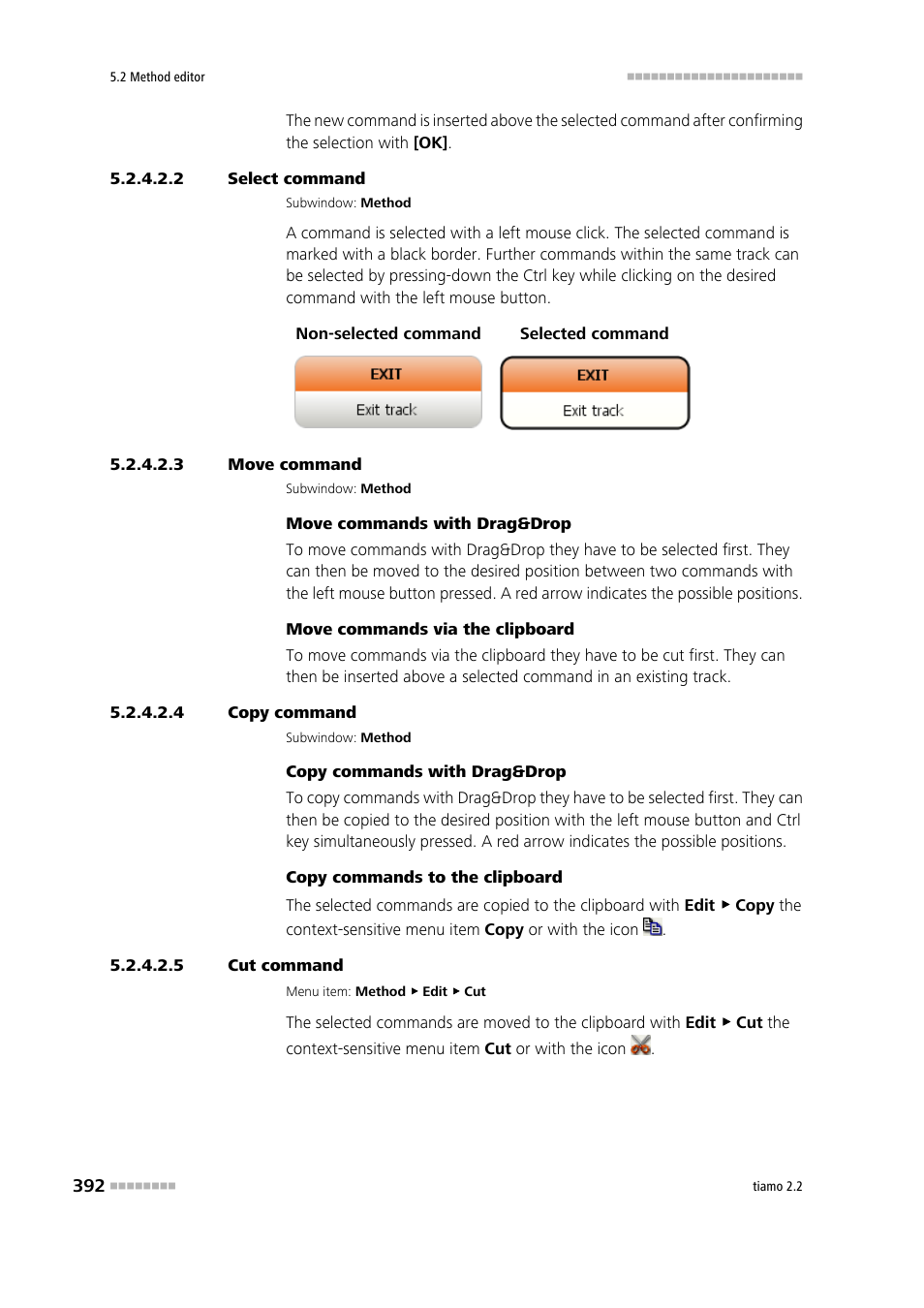 2 select command, 3 move command, 4 copy command | 5 cut command | Metrohm tiamo 2.2 Manual User Manual | Page 406 / 1574