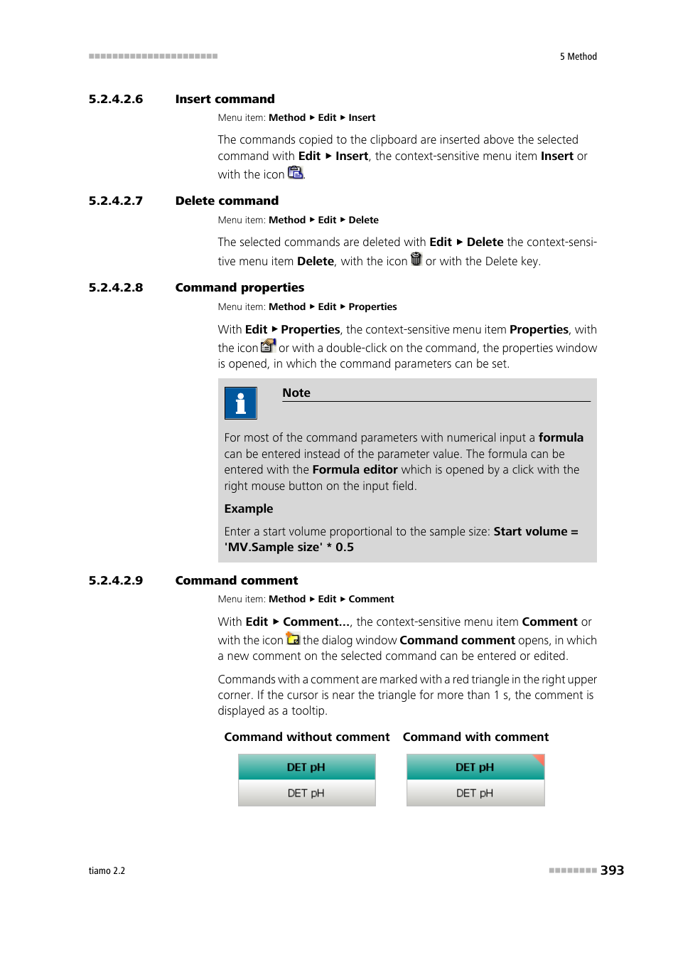 6 insert command, 7 delete command, 8 command properties | 9 command comment | Metrohm tiamo 2.2 Manual User Manual | Page 407 / 1574