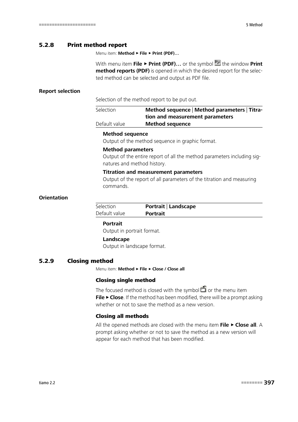 8 print method report, 9 closing method, Print method report | Closing method | Metrohm tiamo 2.2 Manual User Manual | Page 411 / 1574