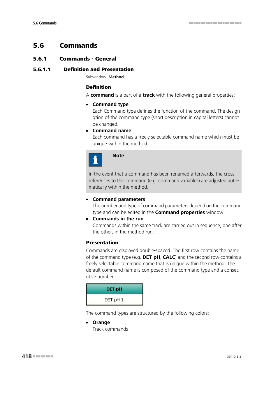 6 commands, 1 commands - general, 1 definition and presentation | Commands, Commands - general | Metrohm tiamo 2.2 Manual User Manual | Page 432 / 1574